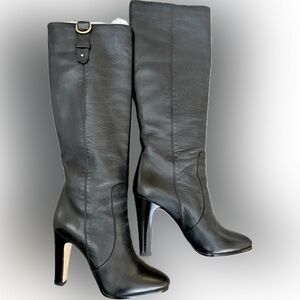 Jimmy Choo Malden Black Grainy Calf Leather Heeled Boots 36,5